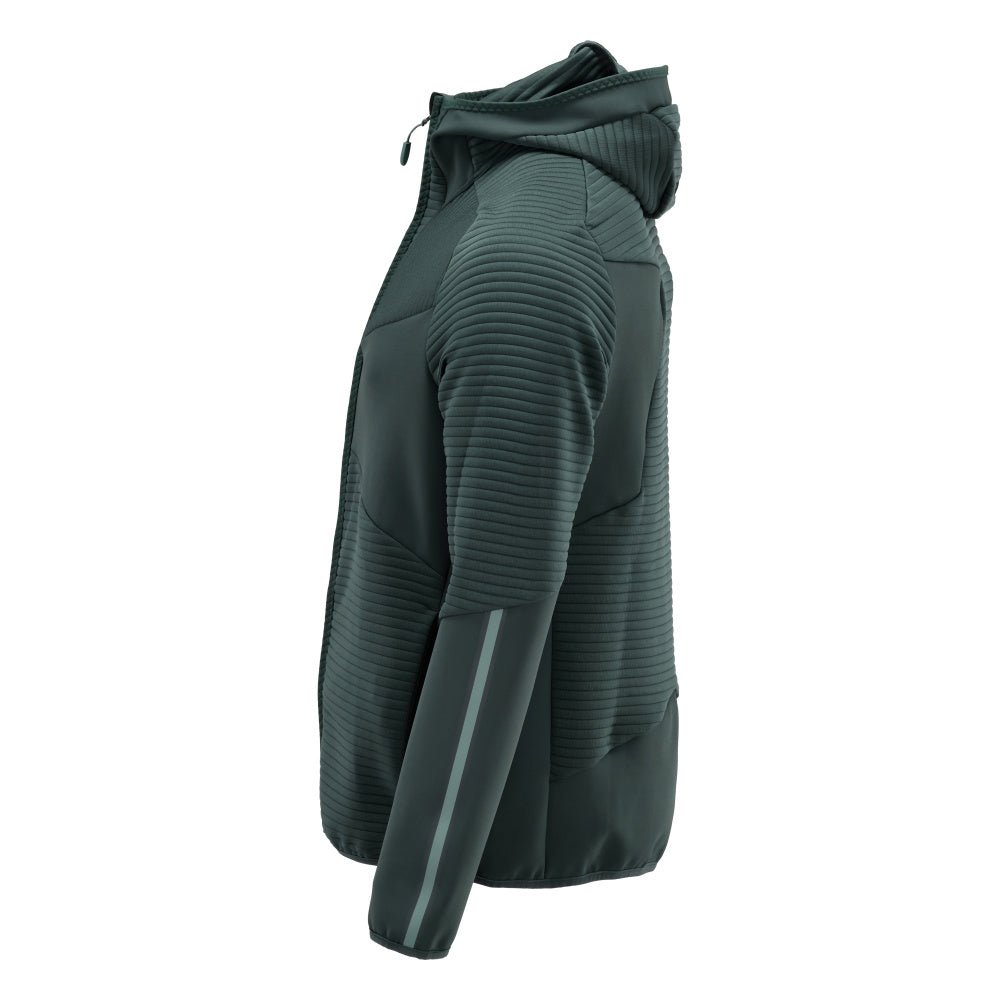 Maglia in felpa, cappuccio, giacca in micropile con zip, verde bosco