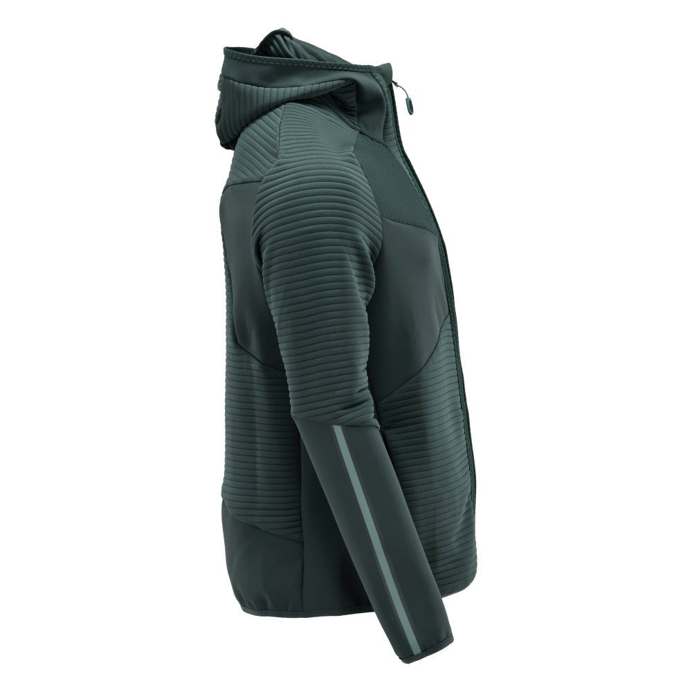 Maglia in felpa, cappuccio, giacca in micropile con zip, verde bosco