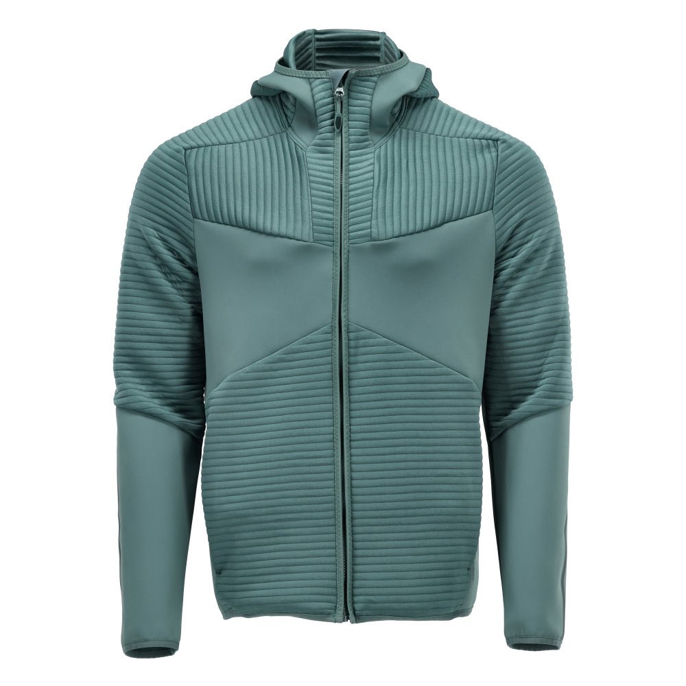 Maglia in felpa, cappuccio, giacca in micropile con zip, verde bosco chiaro