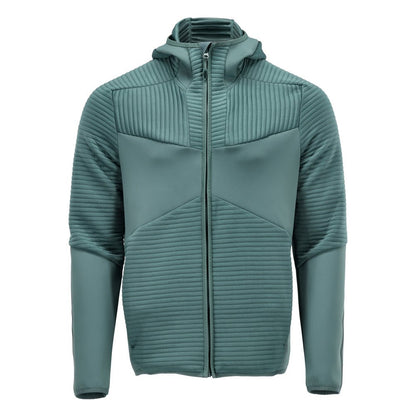 Maglia in felpa, cappuccio, giacca in micropile con zip, verde bosco chiaro