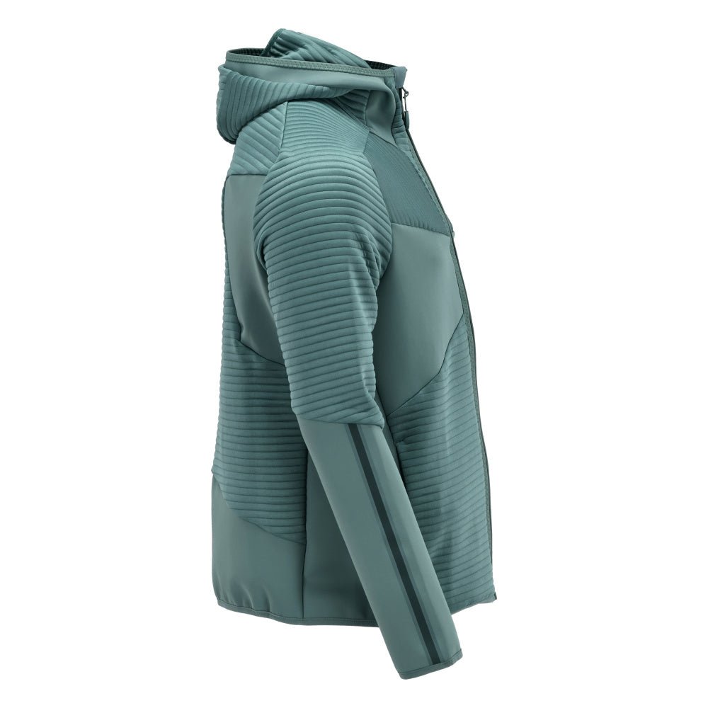 Maglia in felpa, cappuccio, giacca in micropile con zip, verde bosco chiaro