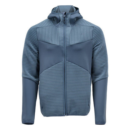 Maglia in pile, cappuccio, giacca in micropile con cerniera, colore blu pietra