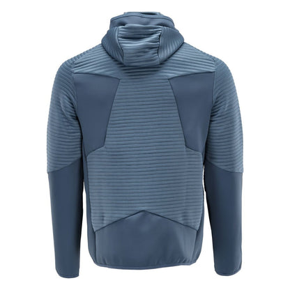 Maglia in pile, cappuccio, giacca in micropile con cerniera, colore blu pietra
