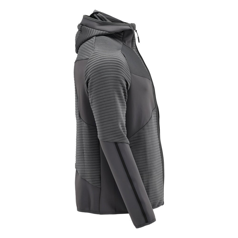 Maglia in pile, cappuccio, giacca in micropile con zip, colore grigio antracite