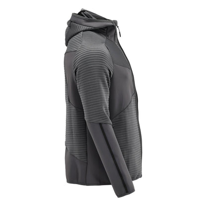 Maglia in pile, cappuccio, giacca in micropile con zip, colore grigio antracite