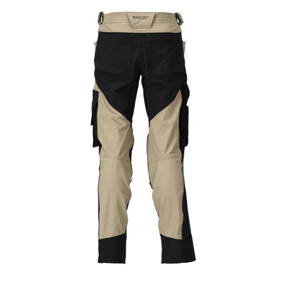 Pantaloni con tasche al ginocchio, elasticizzati, pantaloni leggeri, kaki chiaro/nero
