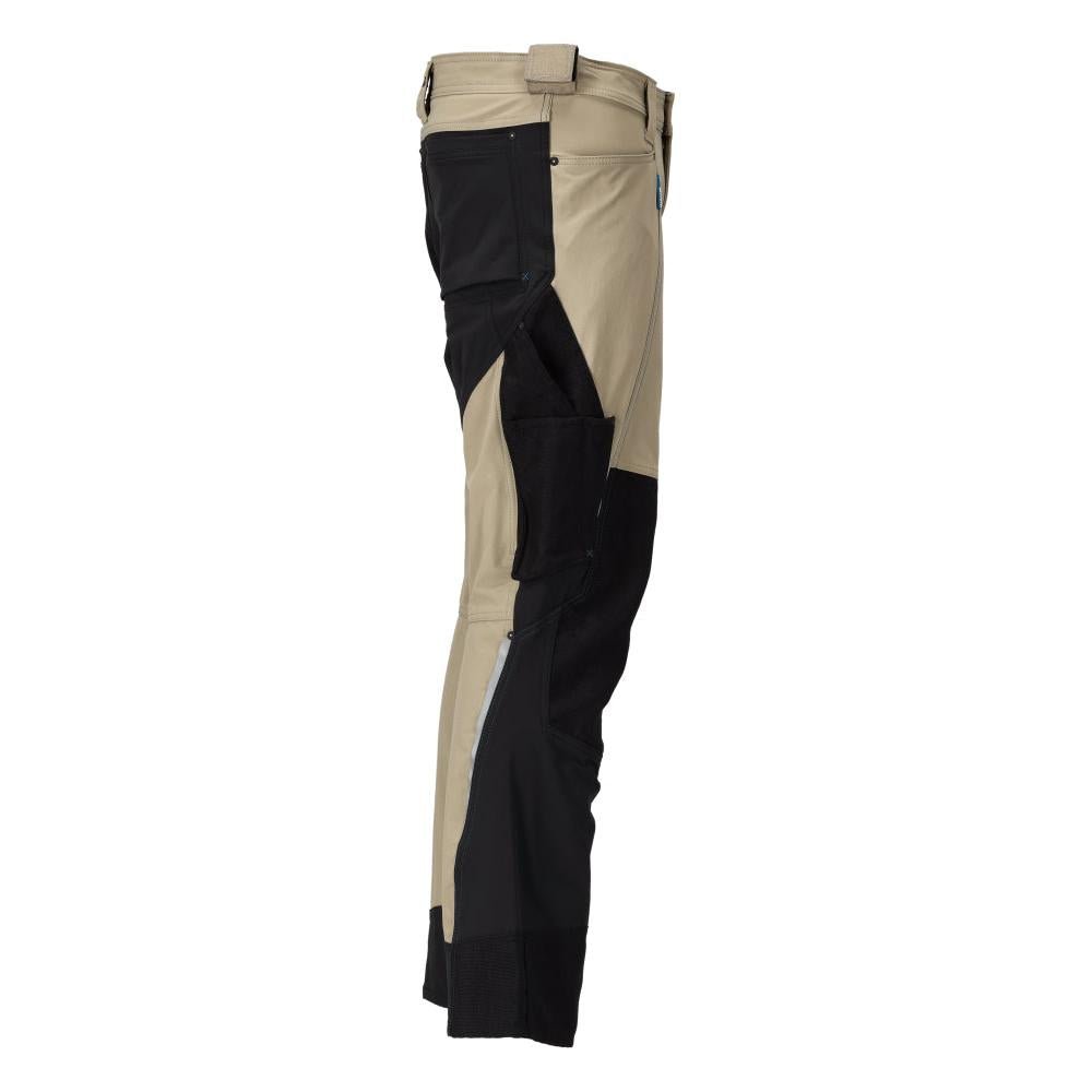 Pantaloni con tasche al ginocchio, elasticizzati, pantaloni leggeri, kaki chiaro/nero