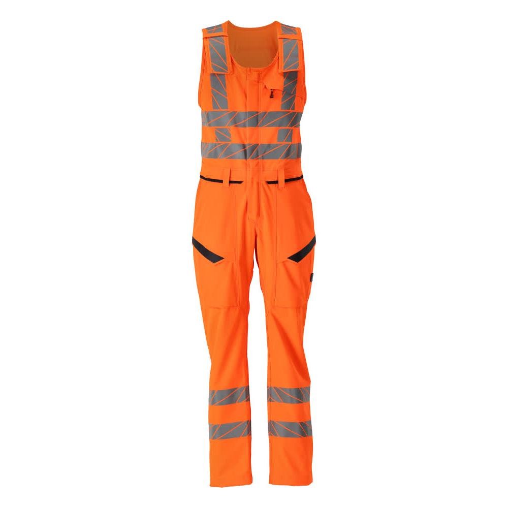 Pantaloni combinati con tasche sulle cosce, pantaloni combinati elasticizzati, arancione ad alta visibilità
