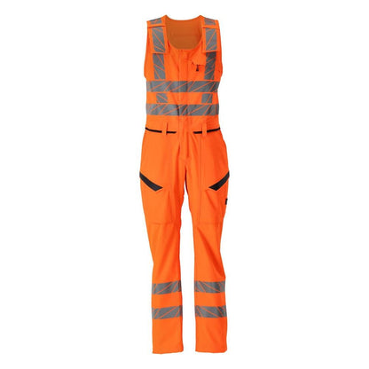 Pantaloni combinati con tasche sulle cosce, pantaloni combinati elasticizzati, arancione ad alta visibilità