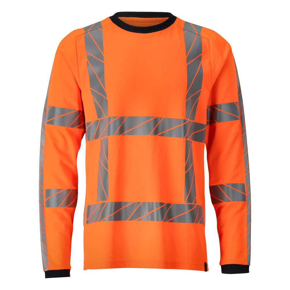 T-shirt, manica lunga, vestibilità moderna, colore arancione ad alta visibilità