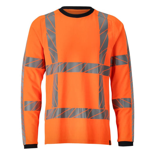 T-shirt, manica lunga, vestibilità moderna, colore arancione ad alta visibilità