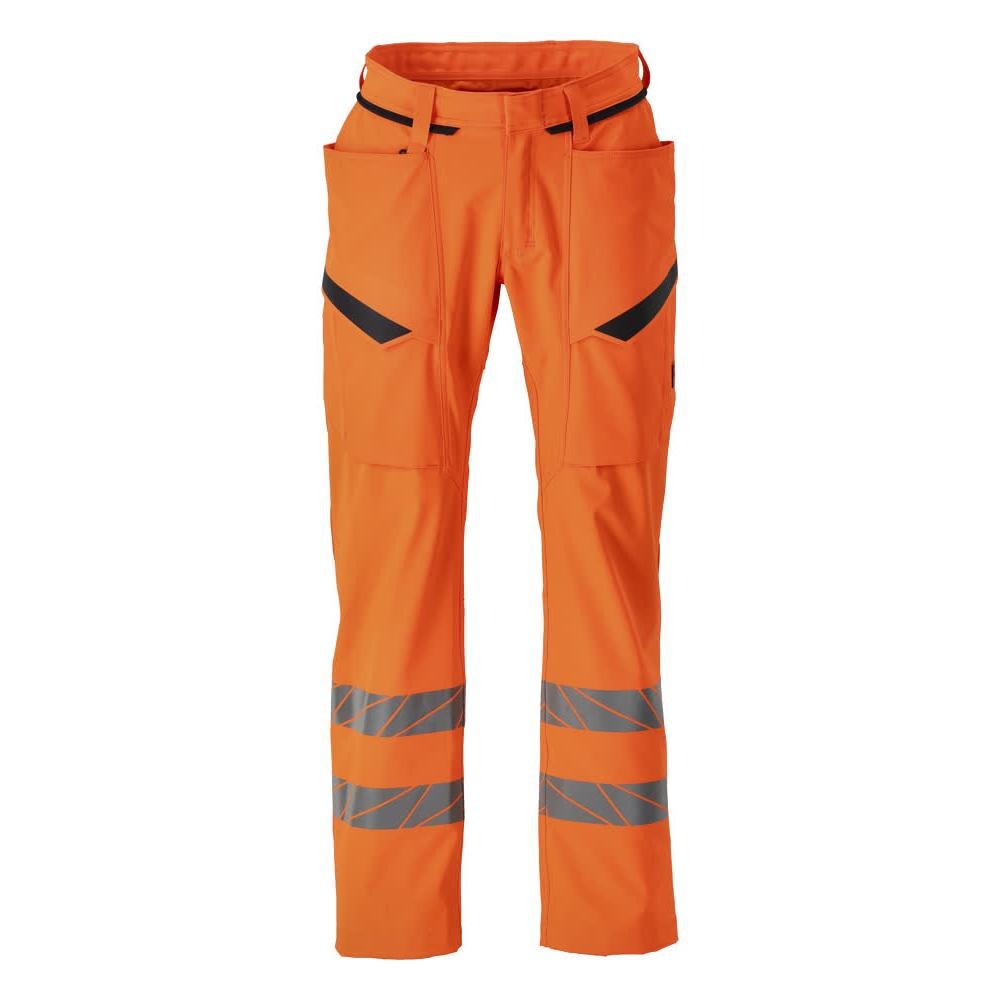 Pantaloni con tasche sulle cosce, pantaloni elasticizzati, colore arancione ad alta visibilità