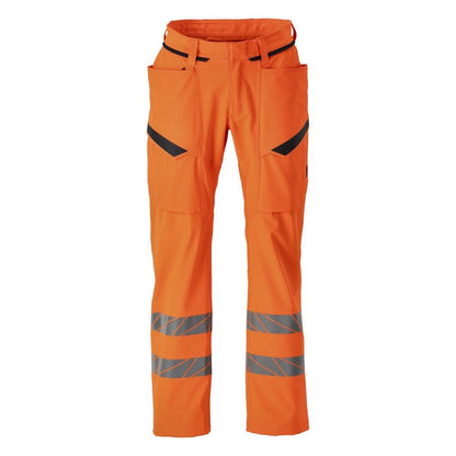 Pantaloni con tasche sulle cosce, pantaloni elasticizzati, colore arancione ad alta visibilità