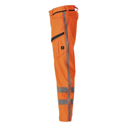 Pantaloni con tasche sulle cosce, pantaloni elasticizzati, colore arancione ad alta visibilità