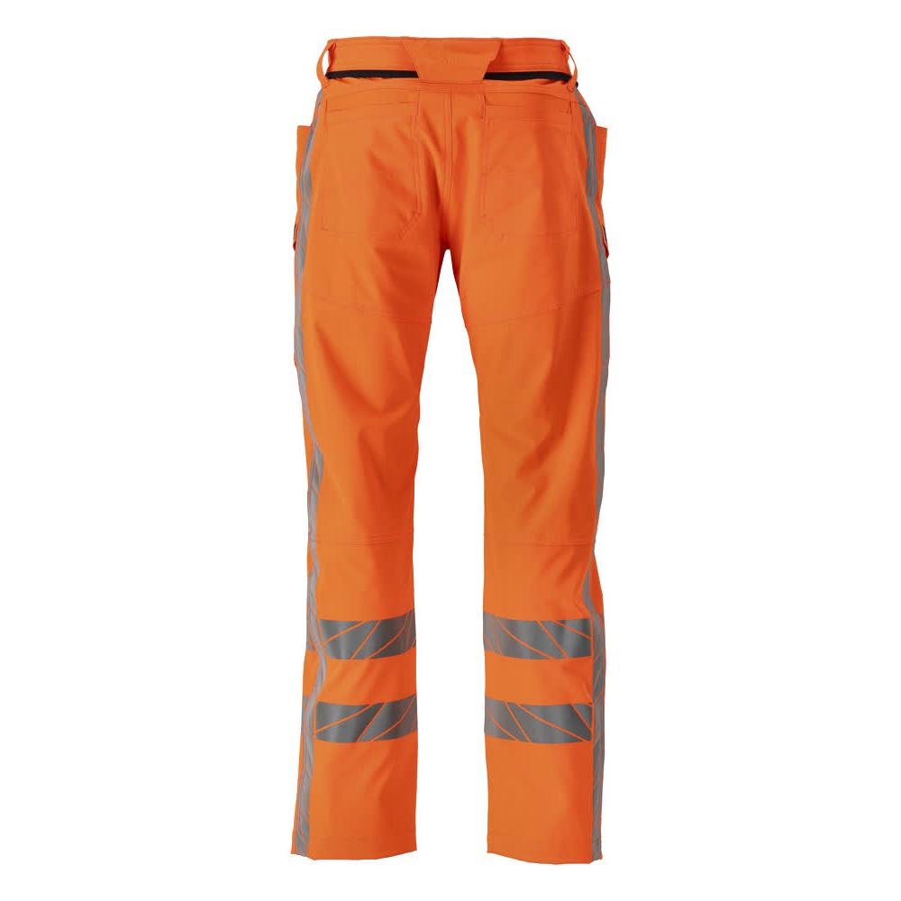 Pantaloni con tasche sulle cosce, pantaloni elasticizzati, colore arancione ad alta visibilità