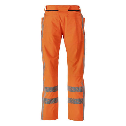Pantaloni con tasche sulle cosce, pantaloni elasticizzati, colore arancione ad alta visibilità