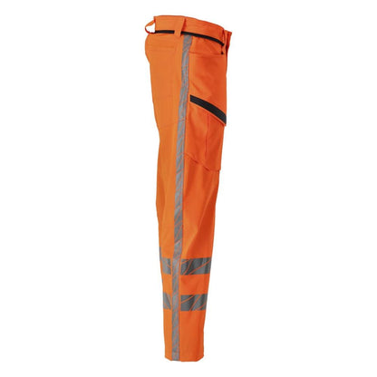 Pantaloni con tasche sulle cosce, pantaloni elasticizzati, colore arancione ad alta visibilità