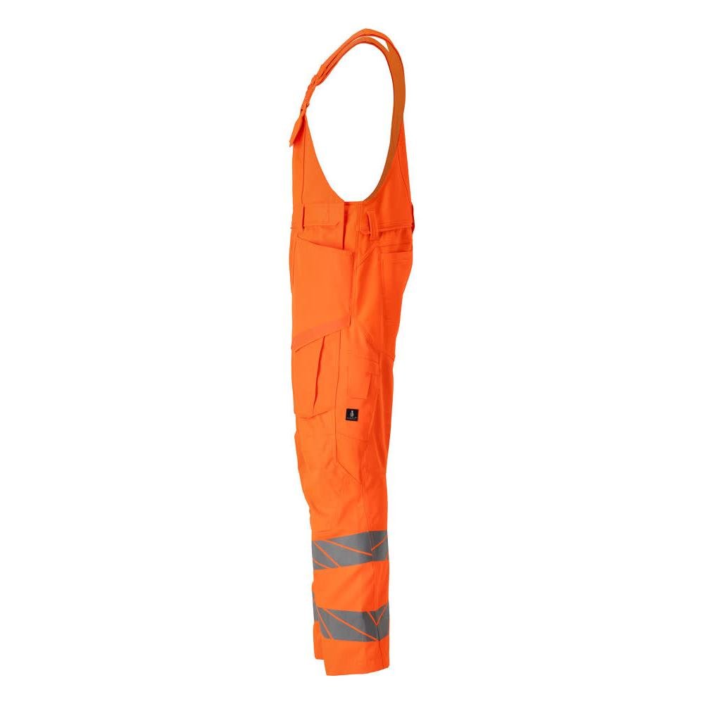 Salopette, tasche sulle ginocchia, inserti elasticizzati Salopette, colore arancione alta visibilità