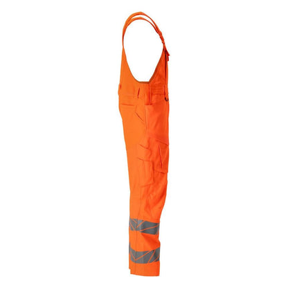 Salopette, tasche sulle ginocchia, inserti elasticizzati Salopette, colore arancione alta visibilità