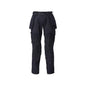 Pantaloni con tasche appese, pantaloni con inserti stretch, nero-blu