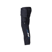 Pantaloni con tasche appese, pantaloni con inserti stretch, nero-blu