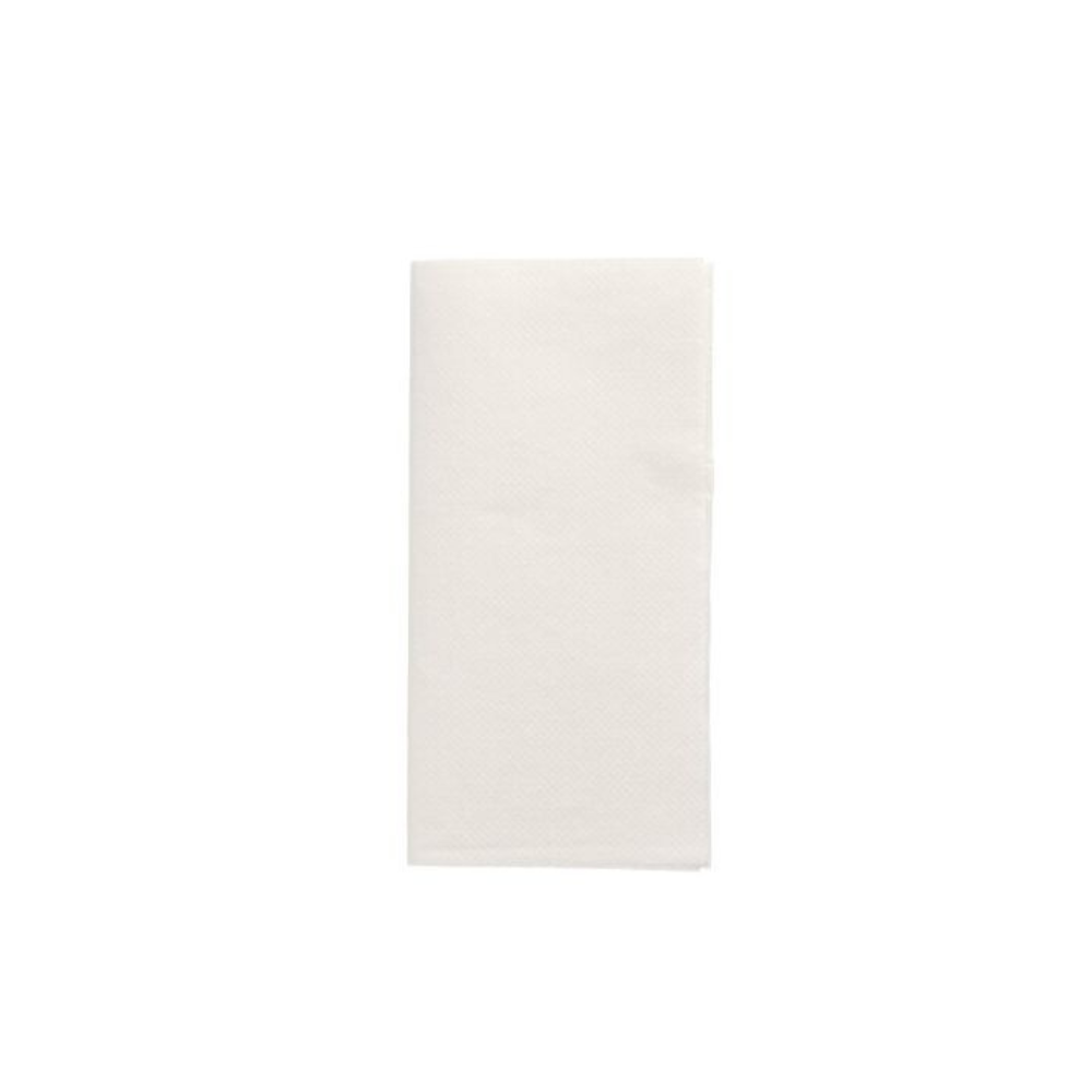 Un tovagliolo bianco singolarmente piegato PAPSTAR 'DAILY Collection' 1/8 piega nel formato 32 cm x 32 cm, presentato su un semplice sfondo bianco, dona un tocco di comfort sostenibile ed eleganza alla vostra decorazione da tavola.