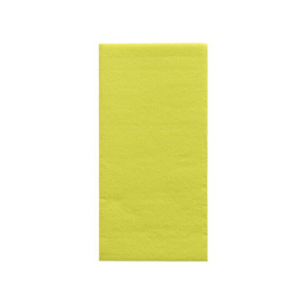 Un foglio di carta giallo rettangolare, che ricorda i raffinati tovaglioli PAPSTAR 'DAILY Collection' con piega 1/8 nel formato 32 cm x 32 cm della PAPSTAR GmbH, è centrato su uno sfondo bianco semplice e dona un tocco di comfort sostenibile a qualsiasi decorazione da tavola.
