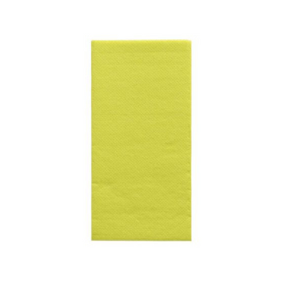 Un foglio di carta giallo rettangolare, che ricorda i raffinati tovaglioli PAPSTAR 'DAILY Collection' con piega 1/8 nel formato 32 cm x 32 cm della PAPSTAR GmbH, è centrato su uno sfondo bianco semplice e dona un tocco di comfort sostenibile a qualsiasi decorazione da tavola.
