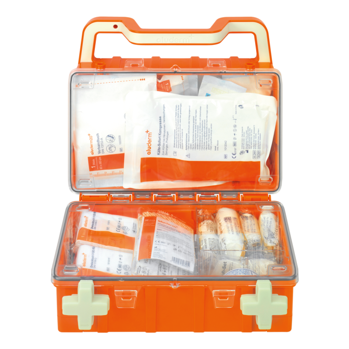 Kit di pronto soccorso arancione DYNAMIC-GLOW S norma DIN 13157 | Valigia (1 pezzo)