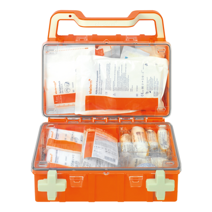 Kit di pronto soccorso arancione DYNAMIC-GLOW S norma DIN 13157 | Valigia (1 pezzo)