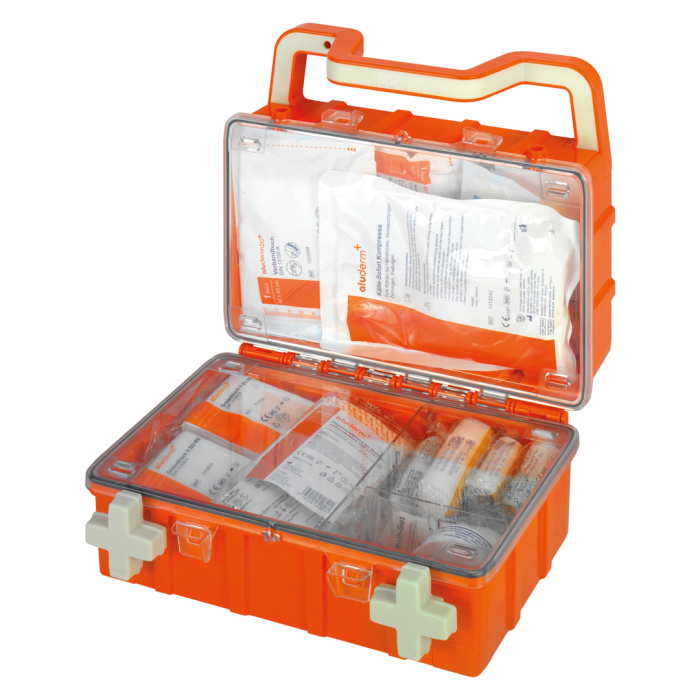Kit di pronto soccorso arancione DYNAMIC-GLOW S norma DIN 13157 | Valigia (1 pezzo)