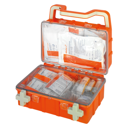 Kit di pronto soccorso arancione DYNAMIC-GLOW S norma DIN 13157 | Valigia (1 pezzo)