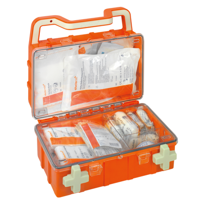 Kit di pronto soccorso arancione DYNAMIC-GLOW S norma DIN 13157 | Valigia (1 pezzo)