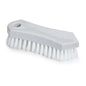 La spazzola multiuso Nölle Profi Brush da 18 cm di Nölle Profi Brush Bürsten- & Pinseltechnik e.K. è dotata di setole in PP rigide e un foro per il manico, ideale per la pulizia, qui in plastica grigia su sfondo bianco.