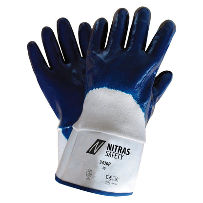 Guanti in nitrile NITRAS, bianco/blu, jersey di cotone EN 388 | Confezione (12 paia)