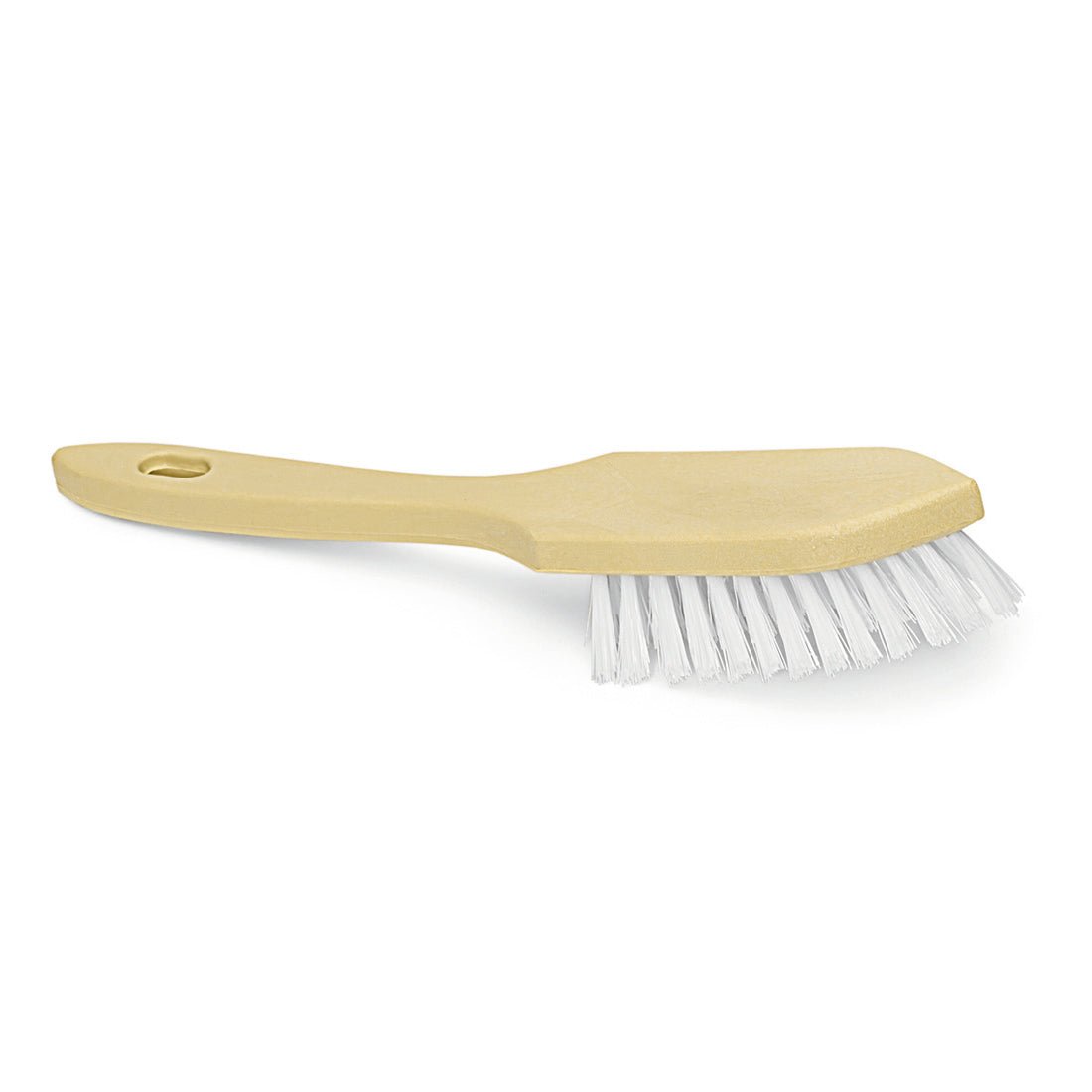 La spazzola a manico/spazzola per angoli Nölle Profi Brush 28 cm (PP bianco duro) di Nölle Profi Brush Bürsten- & Pinseltechnik e.K. dispone di un manico in plastica beige e setole bianche robuste, progettate per una pulizia efficiente e una facile sospensione.