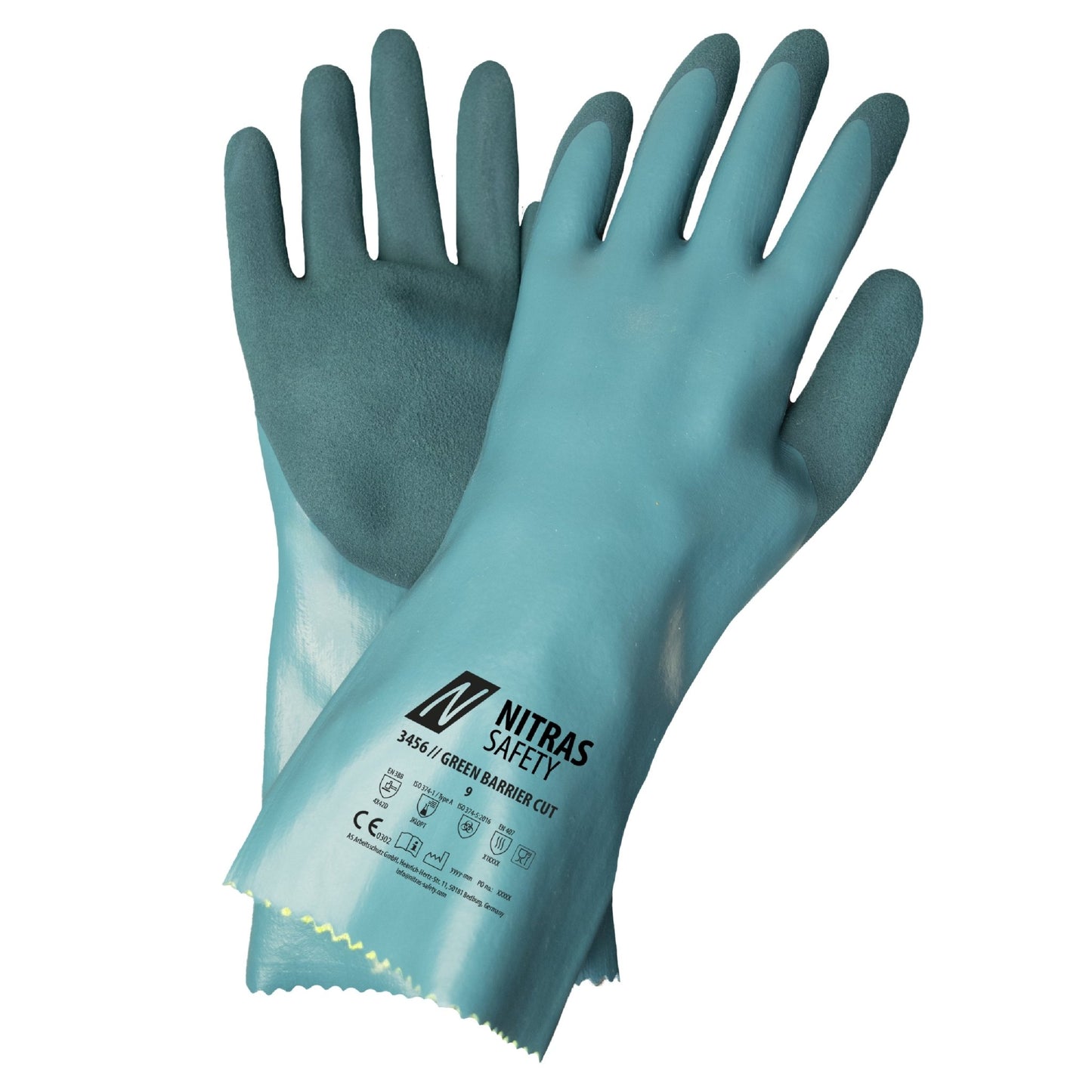 NITRAS GREEN BARRIER CUT, guanti di protezione chimica, benzina