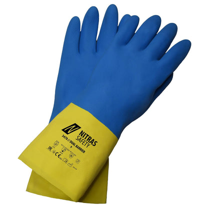 NITRAS DUAL BARRIER, guanti di protezione chimica, giallo/blu