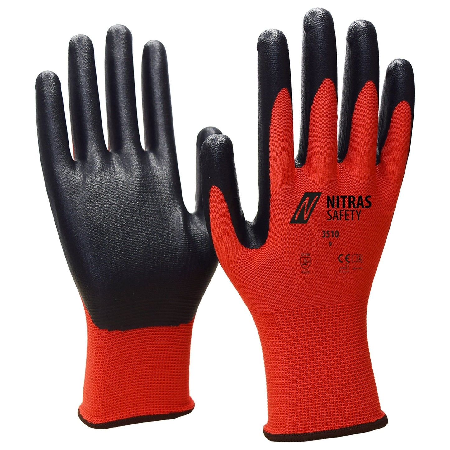 Guanti in nylon NITRAS, rosso/nero