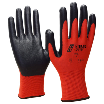 Guanti in nylon NITRAS, rosso/nero