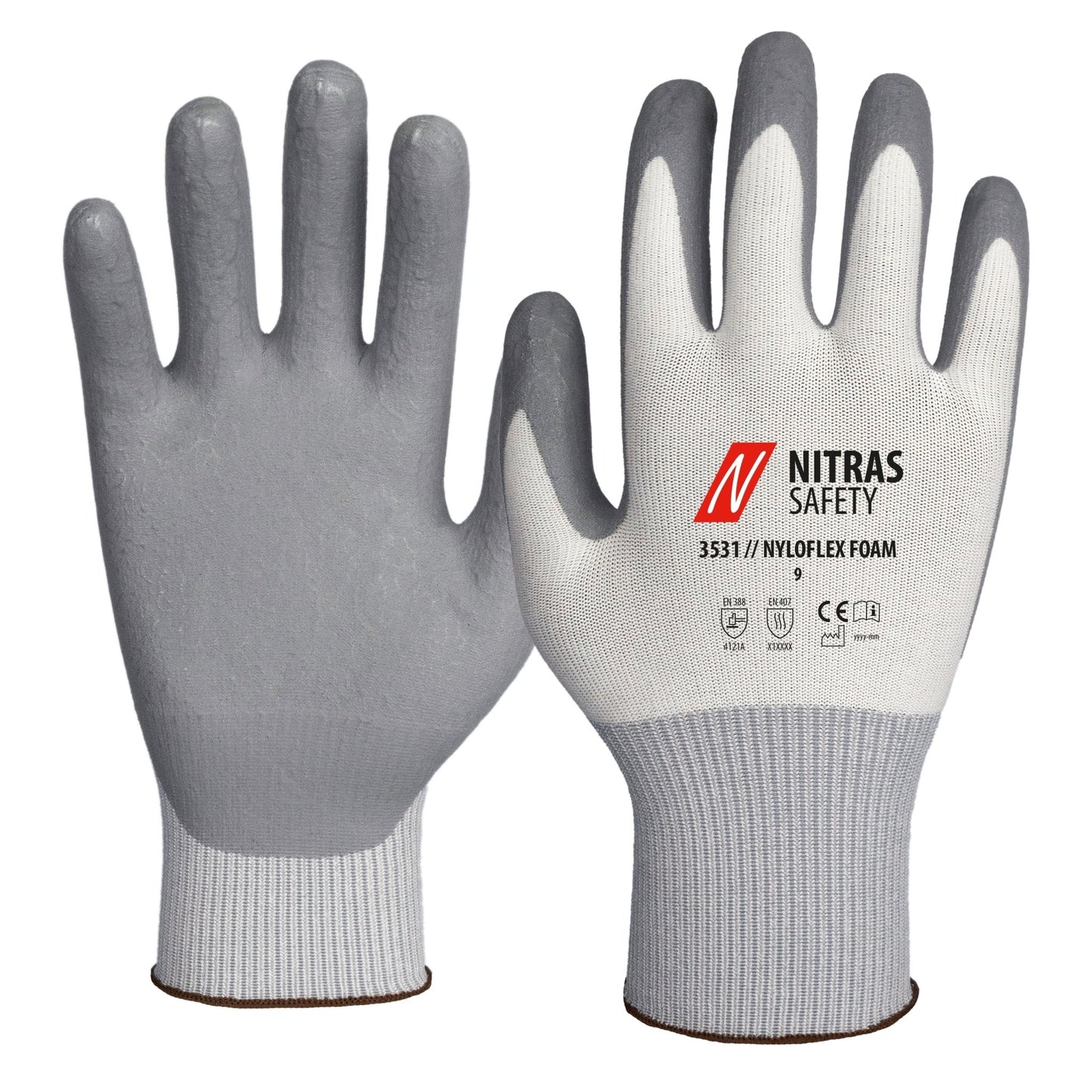 NITRAS NYLOFLEX FOAM, guanti da montaggio, bianco/grigio
