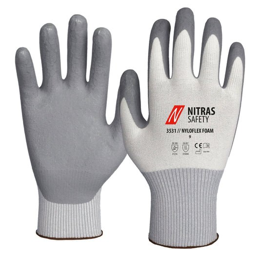 NITRAS NYLOFLEX FOAM, guanti da montaggio, bianco/grigio