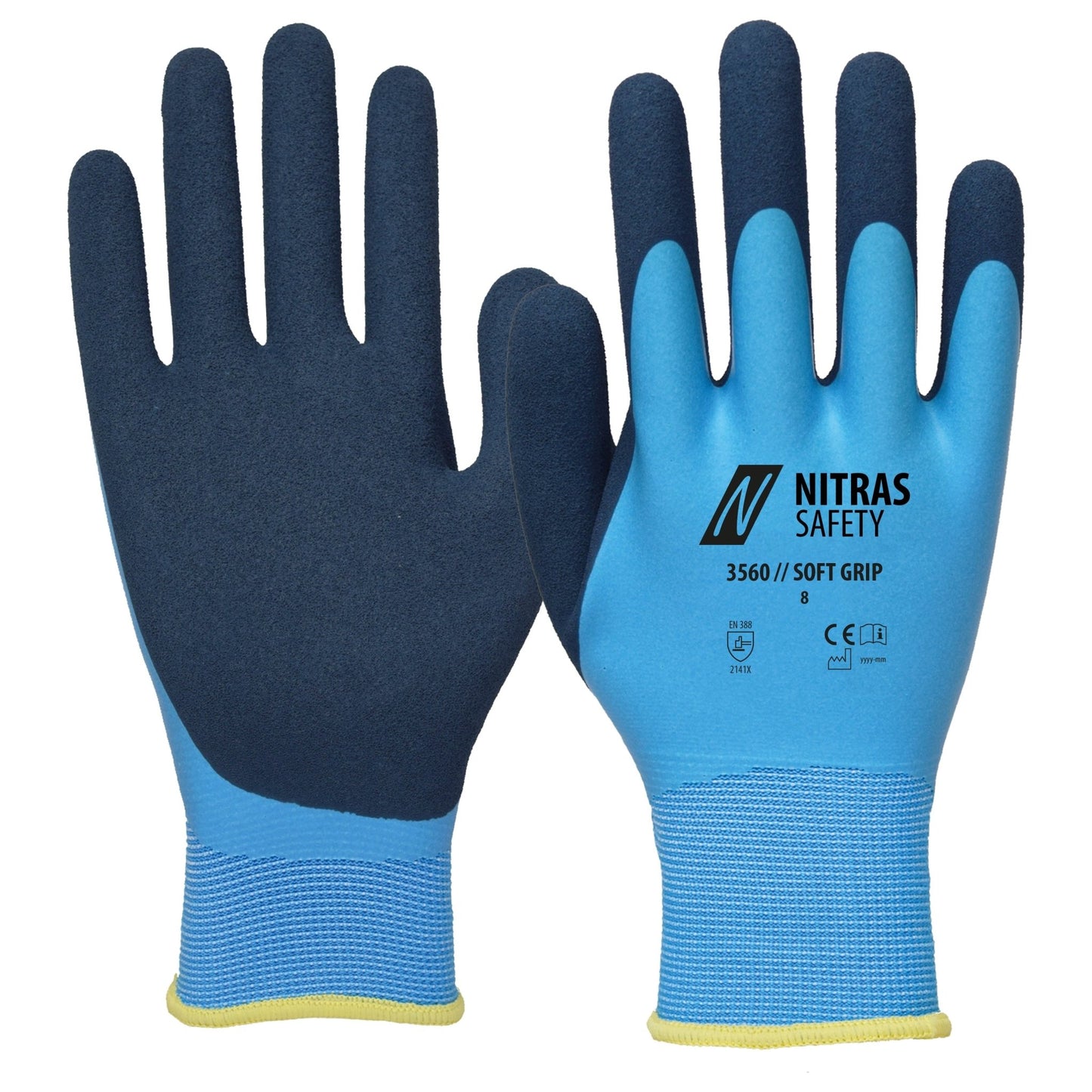 NITRAS SOFT GRIP, guanti da montaggio, azzurro/blu scuro