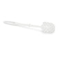 La spazzola WC Nölle Profi Brush di Nölle Profi Brush Bürsten- & Pinseltechnik e.K. ha una testa piccola e rotonda con un diametro di 65 mm, è lunga 38 cm e presenta un design in plastica bianca con un foro ovale all'estremità del manico.