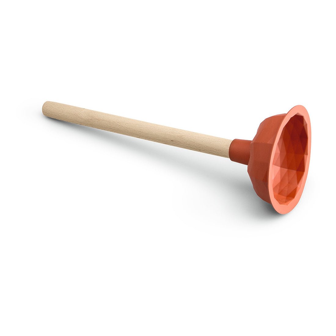 Il Nölle Profi Brush Ausgusssauger (Ø 110 mm, 35 cm, TPE) di Nölle Profi Brush Bürsten- & Pinseltechnik e.K. con tazza strutturata e manico in legno chiaro si trova su una superficie bianca.