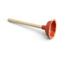 Il Nölle Profi Brush Ausgusssauger (Ø 110 mm, 35 cm, TPE) di Nölle Profi Brush Bürsten- & Pinseltechnik e.K. con tazza strutturata e manico in legno chiaro si trova su una superficie bianca.