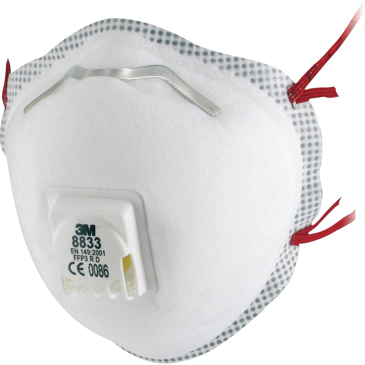 Maschera antiparticolato 3M™ FFP3, con valvola, 8833 | Confezione (10 pezzi)