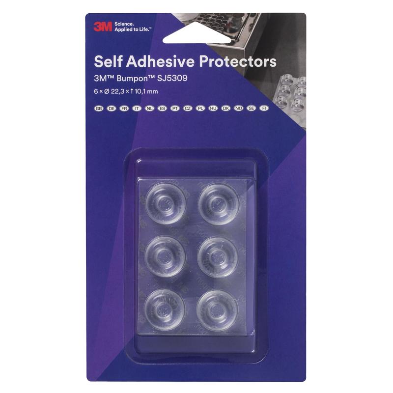 3M™ Bumpon™ SJ5309BL mini confezione di tamponi elastici, trasparente, 6 pezzi, 22,3 x 10,1 mm, adesivo acrilico A-20 | Confezione (6 pezzi)