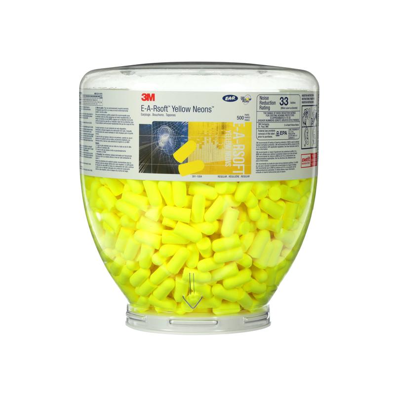 Tappi per orecchie 3M™ E-A-Rsoft™ Yellow Neons™, flacone di ricarica, 500/contenitore, PD-01-002 | Confezione (1 paio)