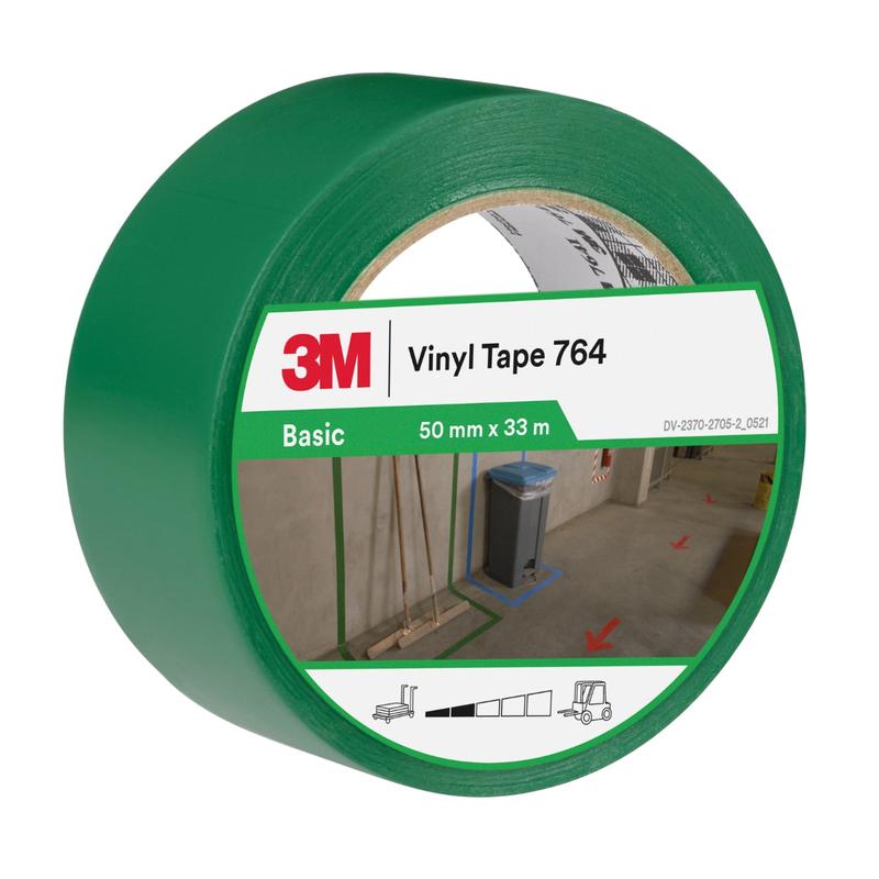 Nastro in PVC per usi generici 3M™ 764, verde, 50 mm x 33 m, 0,13 mm, confezionato singolarmente | Confezione (1 rotolo)